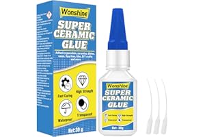 WONSHINE Ceramic Glue 30 g, Clear Ceramic Glue Repair for Pottery, Dishes, Tiles, DIY Crafts and More, with Anti-clog Cap, Waterproof, Heat-Resistant