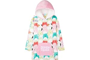 Squishmallows Hoodie for Girls Teens 6-14 Years, Cute Fleece Sherpa Lined Oversized Jumper, Cosy Loungewear Poncho, Gift for Girls Multi