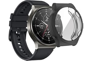 KONEE Etui kompatybilne z Huawei Watch GT 2 Pro z osłoną ekranu, miękkie etui z TPU, cienkie, pełne pokrycie [odporne na zarysowania] etui ochronne do Huawei Watch GT2 Pro - czarne