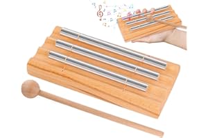 RICKMASK Timbre de Percusión, Campanas Tubulares, Energy Chime, 3 Tonos Chimes de Meditación con mazo de Madera, para educación Musical temprana, Yoga, meditación, Regalo, oración