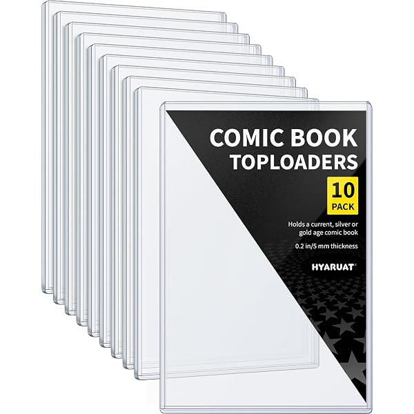 Comic Book Toploader Storage Bags - 12 Pack | Fits Current, Regular & Silver Age Comics, Acid-Free PET