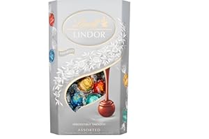 Lindt Lindor Silver Assorted Chocolate Truffles – 600g Box (Approx. 48 Balls) – Smooth Filling – Christmas, Gift, Birthday, Congratulations, Sharing Treat