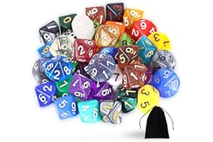 SLAKOZYT Polyedrisch Würfel Set，40 Stück Polyedrisch Würfel Set mit Schwarzem Beutel，10 Seitige Bunt Würfel, D10 Spiel Würfel für Dungeons and Dragons Pathfinder DND RPG MTG (D10)