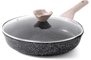 Kordisen Non Stick Frying Pan with Lid, 32 cm Granite Induction Skillet Nonstick, Healthy and Non-Toxic, PFOA Free