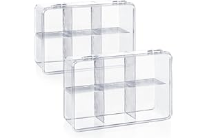 Com-four® 2X Caja de Almacenamiento para Bolsas de Té - Cajas de Plástico Transparente con Tapa - 6 Compartimentos (2 Piezas - Sin Inscripción)