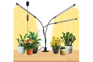 Lámpara de Planta, JINHONGTO 3 cabezas Lampara de Cultivo de Espectro Completo, 3 Modos de Luz y 10 Niveles de Atenuación con Función de Temporizador