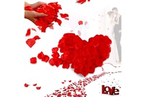 MUFEKUM 500Pcs Fake Rose Petals, Reusable Fake Flower Petals Artifical Rose Petals for Bedroom Weddings Valentines Romantic Night Birthday Marriage Proposa Photoshoot, Rose Petals (Red)