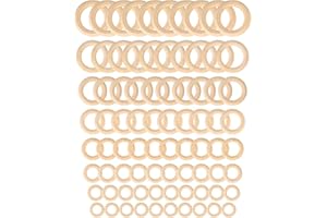 80 Pièces Anneaux en Bois, Cerceaux en Bois Naturel, Anneaux en Macramé en Bois Lisse Non Fini pour Fabrication de Bijoux, Artisanat, Pendentif, Connecteurs de Bricolage (2/2,5/3/3,5/4/4,5/5/5,5 cm)