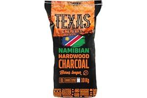 Texas Club Namibian Lumpwood Charcoal 10kg – Restaurant Grade BBQ Charcoal, 100% Natural Hardwood BBQ Coal, Ideal for Kamado, Charcoal BBQs, Kamado Joe, Barbecue, Lumpwood & BBQ Charcoal Bags