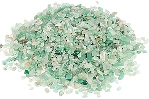 Amogeeli 460G Aventurine Vert Pierres Concassées Petits Cristals Irrégulières Quartz Mini Pierres Polies pour Décoration, Jardin, Vase, Bijoux, Les Arts