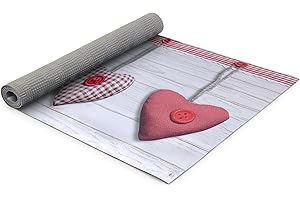 HomeLife Tappeto Cucina Antiscivolo Lavabile in Vinile 52X180 Made in Italy | Passatoia Antimacchia in PVC Interni ed Esterni Stampa Cuori Appesi | Tappeti Runner Lungo in Gomma [180 cm, Rosso]