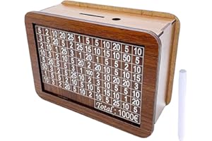 ATBUSS Skarbonka wielokrotnego użytku z białym markerem, pudełkiem do przechowywania z soczewkami, drewnianymi liczbami, pojemnikiem (1000 €)