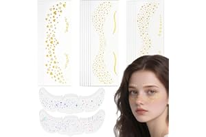 RHEIN Tattoo Glitzer Set Aufkleber 30 Stück Temporäre Tattoos für Augen Gesicht 5 Styles DIY Glitzer Karneval Halloween Party Make-up Festival Geburtstag Konzert Tanzen