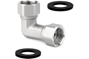 QZKJQDD Shower Hose Connector, 90 Degree Elbow 2 Ends Flexible Movable Connector, 1/2" Female Pipe Fittings for Sprayer, Angled Valve Pipe Fitting Elbow (1 Pcs)