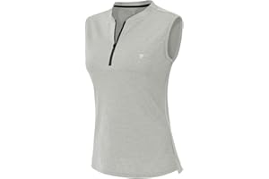 YSENTO Womens Sleeveless Golf Polo Shirts Zip UP Tennis Sports Athletic Tank Tops UPF 50+