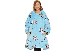 THREE POODLE Felpa Coperta Oversize Donna，Felpa Pile Giganti Coperta con Maniche e Cappuccio, Coperta pile con Maniche, Felpe di Pile Taglia Unica
