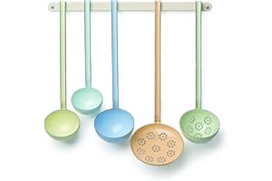 Riess Set di utensili da cucina smaltati con pratica barra per appendere pentole smaltate (colori assortiti)