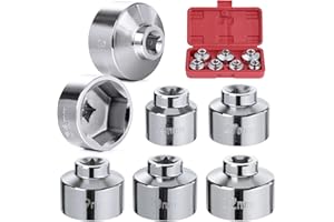 HSEAMALL Set di 7 chiavi per filtro dell'olio, 3/8", 24 mm-38 mm, compatibili con alloggiamento cartuccia di carta BMW, Mercedes, VW