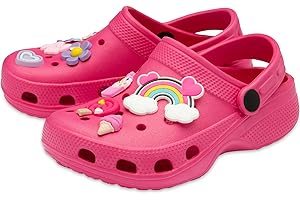 NorthSole Girls Clogs Childrens Sandals with Removable Charms Kids Beach Pool Shoes