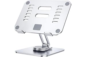 Lucrave Support de Tablette, Support pour iPad, Support de Moniteur Pliable Rotatif à 360° en Aluminium pour Bureau Compatible avec iPad Pro 10.5, 11, Air Mini 5 6, Samsung Tab(4-13'')