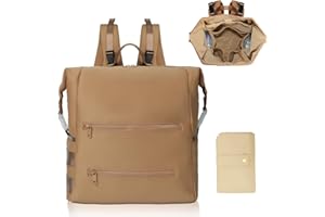 MISS FONG Baby Changing Bags Changing Backpack Neoprene Large Nappy Backpack,Travel Baby Bags with 15 Baby Bag Organizer,Foldable Changing Mat, Stroller Straps for Moms and Dads-Brown