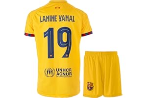 Hawkara Barcelona 2024/2025 Yamal #19 - Camiseta de fútbol para niños con corta, tallas juveniles