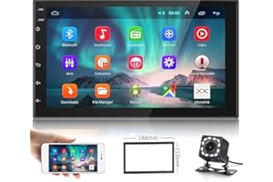 Podofo Autoradio 2 Din Android 9.1 Stereo Auto con kit Bluetooth Vivavoce Microfono Integrato/ USB/ WIFI/ GPS/ Mirror Link MP5/ SD/ FM/ AUX/SWC con Telecamera Retromarcia per Android/IOS