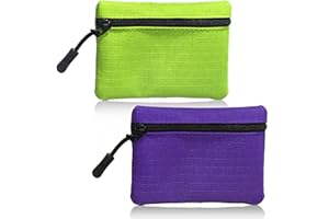 SUBTAVIK 2 Pezzi Portamonete Con Cerniera Oxford Tessuto - Piccolo Mini Portatile per Donna Uomo Bambina Ragazzi (Viola+Verde)