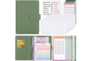 SKYDUE Carpeta Presupuesto A6 Con Desafío De Ahorro, Sobres Ahorro Dinero, Cartera Organizadora De Gastos, Agenda De Ahorro Organizador De Dinero Para Viajes Y Carpetas De Diario(Verde Oliva)