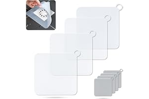 Jdacla® Pack 4 Tapa Desagüe Ducha de Silicona/Tapa Desagüe Terraza/Tapa Desagüe Antiolores para Evitar Cucarachas en Desagües de Terraza, Cocina y Ducha (15x15cm) (Blanco)