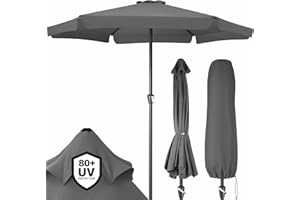 Kingsleeve® Sonnenschirm UV Schutz 80+ Balkon Schutzhülle 330cm Strand Schirm Groß Wasserabweisend Kurbel Aluminium Windöffnung Gartenschirm Anthrazit