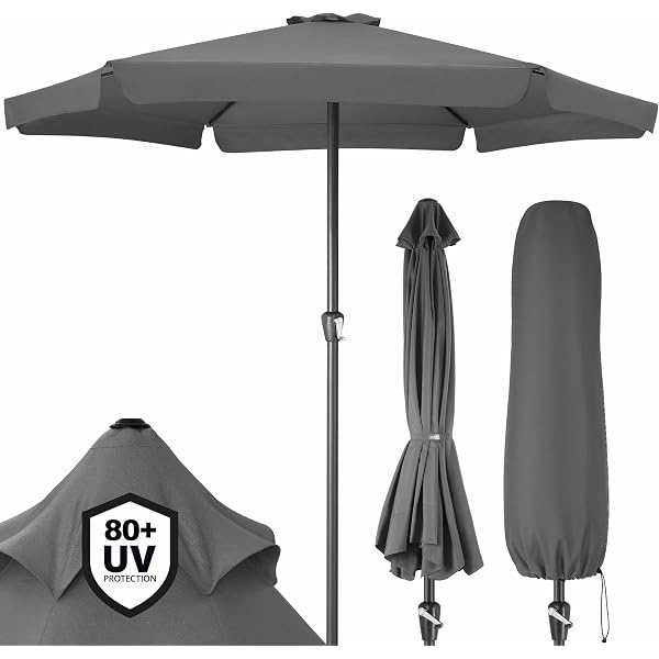Blissun Sonnenschirm 2,7 M – Aluminium, Mit Kurbel & Neigungsfunktion, Wasserdichter Polyester
