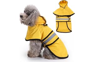 PANYI Impermeabile Cane Impermeabile Cane Con Cappuccio Riflettente Mantellina per Cani Antipioggia Cappotto Adatto perCani di Piccola e Media Taglia (Giallo L)