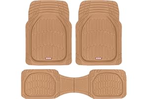 Motor Trend - MT-923-BG 923-BG Beige FlexTough Contour Liners-Deep Dish Heavy Duty Rubber Floor Mats for Car SUV Truck & Van-All Weather Protection, Trim to Fit (Tan Beige)