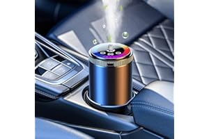 BRIOCHT Car Diffuser Air Freshener with Essential Oils, Smart Car Air Freshener with Nano Mist, USB Rechargeable, Long Battery Life,Auto On/Off, Intelligent Induction Vibration, Starry Sky Mode