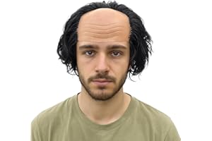 AYNKH Adulte Perruque Chauve Homme Drôle Cosplay Costumes, Accessoires de Fête Halloween Fiesta Props, Médecins et Infirmières, Professeur Fou, Costume de Sorcier