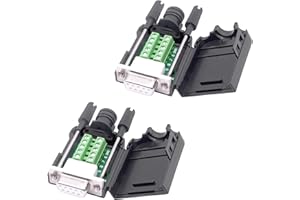 YARCHONN DB9 - Pieza de conexión sin soldadura para placa RS232 D-SUB de 9 pines en serie, bloque de terminales con funda de 2 paquetes (hembra)