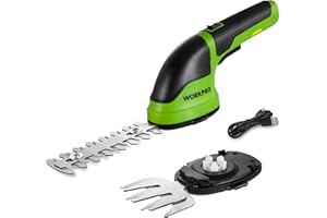WORKPRO Nożyce do trawy i układania 2 w 1, nożyce do żywopłotu 3,6 V na akumulator 2 Ah, nożyczki do cięcia z 2 typami ostrzy szerokość cięcia 75 mm, 118 mm, narzędzie ogrodowe (zielony)