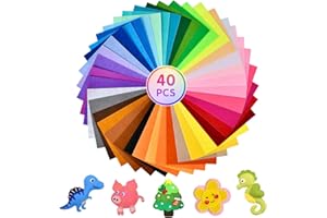 WINBEST 40pcs Assorted Coloured Felt Fabric Sheets 30 x 20 cm Craft Felt Squares Soft Thick A4 Felt Sheets for Crafting and Sewing