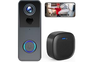 XTU 1080P HD Sonnette sans Fil avec Caméra, Exterieur Etanche, Visiophone sans Fil avec Carillon Détection de Mouvement PIR, Vision Nocturne, Audio Bidirectionnel, IP66 Étanche