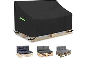GJMZTQG Palettenbank-SchutzhüLle,Palettenbank-Abdeckung 600d Oxford Palettensofa Abdeckhauben,Abdeckplane palettencouch Wasserdicht, Winddicht, UV-beständig, 128 * 85 * 40 * 80CM (Schwarz)