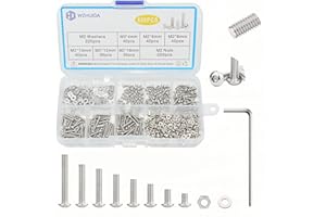 WZHUIDA 660 Stück M2 Schrauben Set, Edelstahl Linsenkopf Metrisch Innensechskant Muttern und Unterlegscheiben Sortiment, Gewindemaschinen Sechskantschrauben