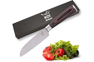 KOI ARTISAN Santoku Chef Knifes - 5 Inch Razor Sharp Blade Santoku Knife, Japanese Kitchen Knives High Carbon Stainless Steel Chef Knife – Stain and Corrosion Resistant