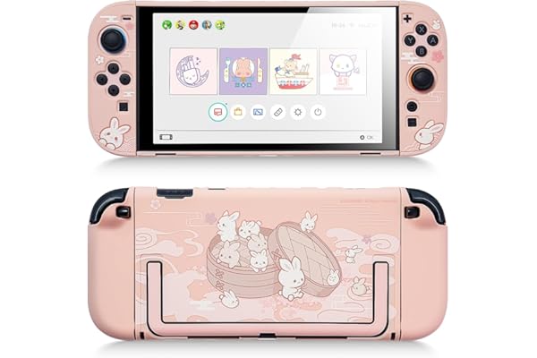Coque GeekShare Kawaii Cartoon pour Switch 2, anti-rayures et absorption des chocs - Lapin à la vapeur