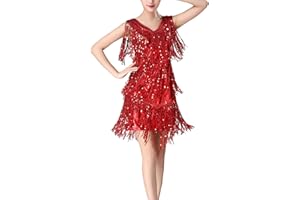 SEAUR - Damen Tanzrock Latein Tango Bauchtanz Hüftschal Fransenrock Cha Cha Ballsaal Tanzkleid für Party Club