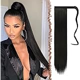 FESHFEN Posticci per capelli Extension Coda Di Cavallo Capelli Nero Lunga Estensione Capelli Sintetici Coda Capelli Extension