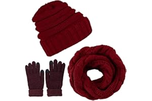 CheChury Conjunto de Gorro de punto Invierno Bufanda Circular 2 Piezas Gorras Cuello Cálida Caliente Calentar Sombreros Beanie de Punto Regalos para Mujer Hombre