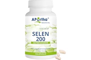 ‎APORTHA APOrtha® Selen, 120 vegane Kapseln mit je 200µg aus Natriumselenit, hochdosiert und leicht zu schlucken, allergenfrei, vegan, glutenfrei, Alternative zu Tropfen und Tabletten