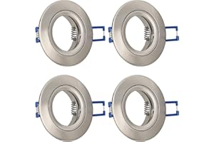 URing Faretto Incasso Cartongesso GU10 Alluminio Nichel, Cornice Faretti led da incasso per cartongesso Rotondo Portafaretto incl. Portalampada GU10 per lampade LED e Alogeno, Foro ø65mm, Set da 4