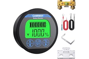 CAMWAY Voltmètre de Moniteur de Batterie Ampèremètre Tension Courant Compteur 8-120V 0-500A Affichage LCD Voltmètre de Courant  de Batterie pour Voiture Automatique/Bateau à Moteur/Caravane, etc